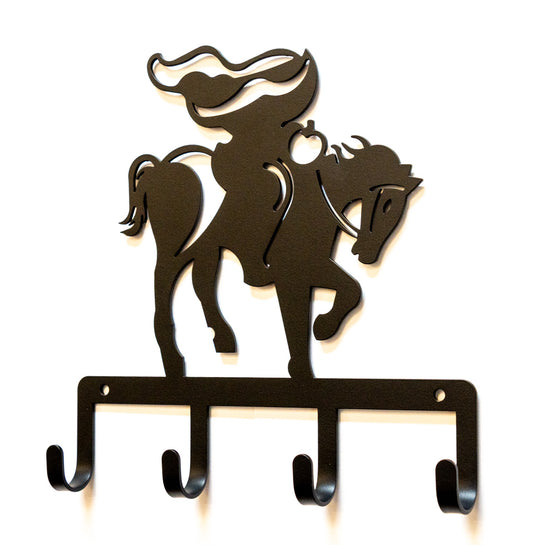 #4 Hook Headless Horseman with cape, Wrought Iron Key Holder