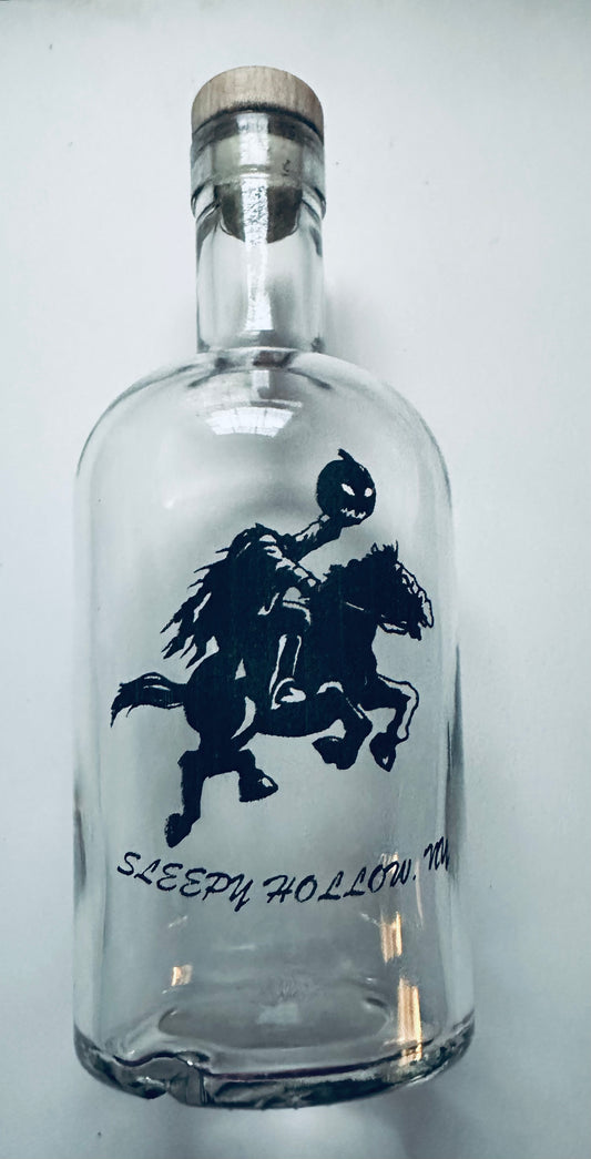 Headless Horseman Etched Glass Bottle