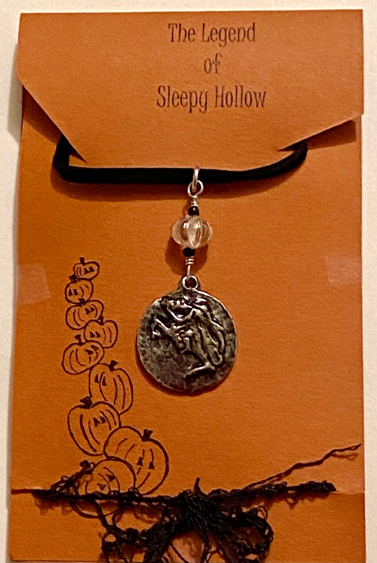 Sleepy Hollow Necklace - Clear Glass Pumpkin Bead